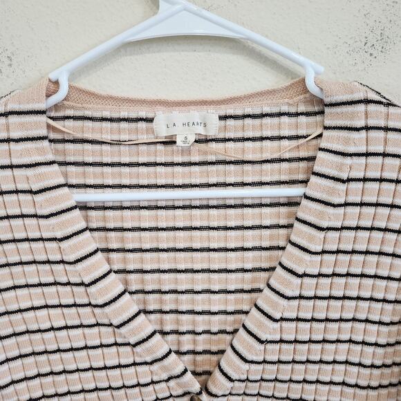 L.A. Hearts Pacsun Striped Button Up Crop Cardigan Top Tan Black Size Small - Picture 5 of 10